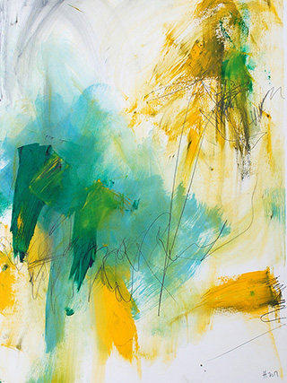 #18884, Green, Yellow and Blue,		2017, 18×24 inch, 	oil on paper