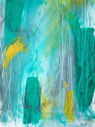 #18888, Green with Yellow in Green, 	2017, 18×24 inch, 	oil on paper
