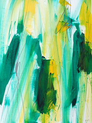 #18891, Green on Yellow,				2017, 18×24 inch, 	oil on paper