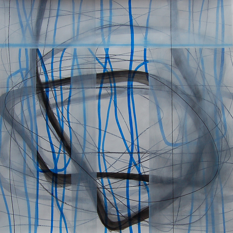 #18512, Vertical and Horizontal White, 		2014,	42×42 inch, ink, acrylic on paper