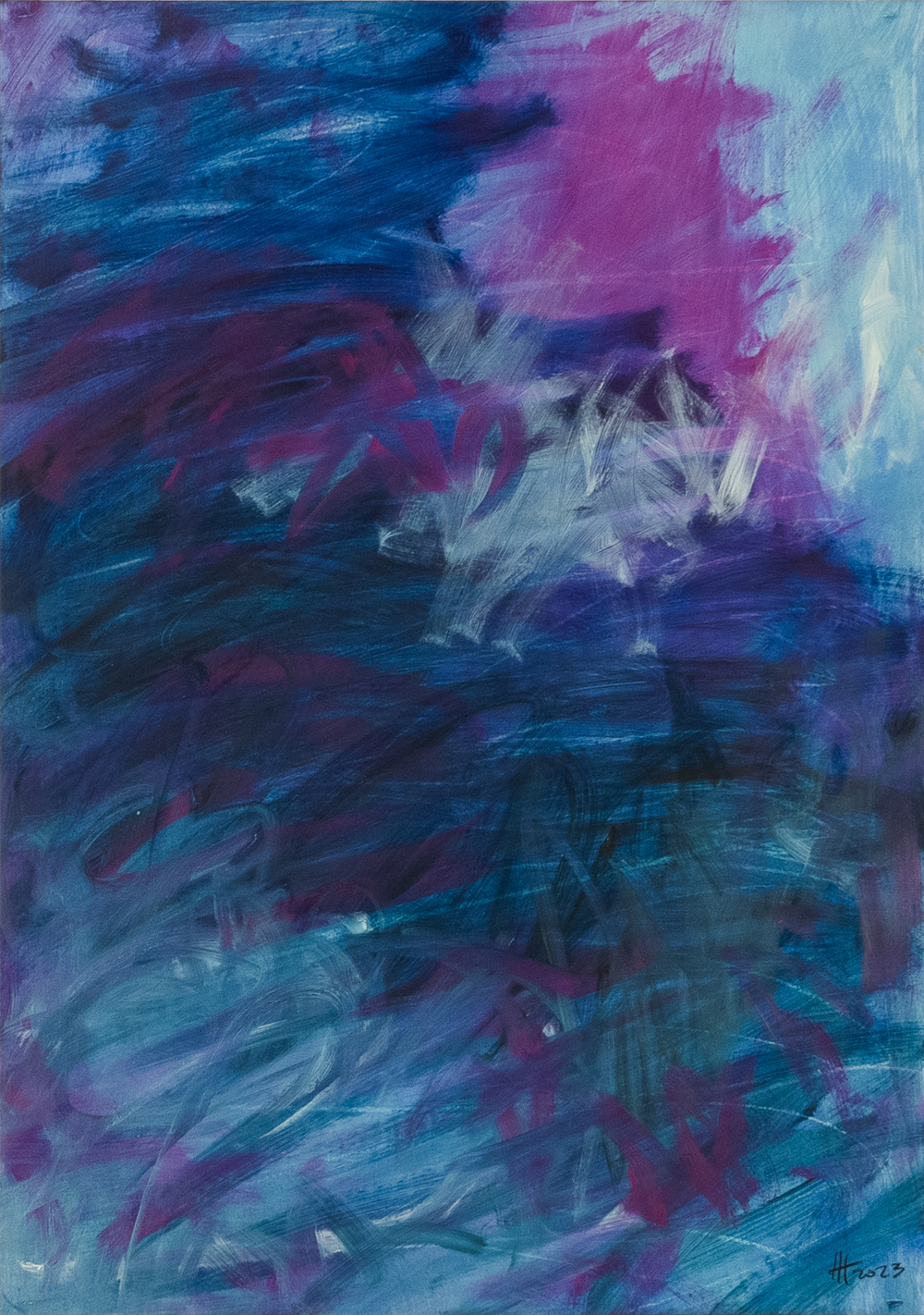 19221 Full Blue 04, 2022, 100x70 cm, oil on paper