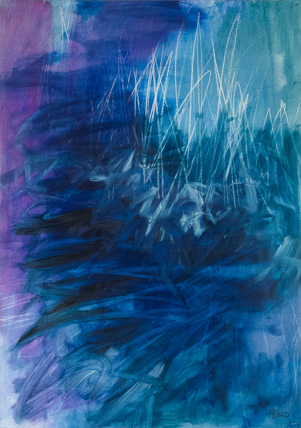 19222 Full Blue 05, 2022, 100x70 cm, oil on paper