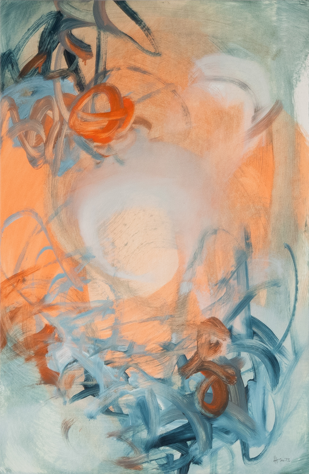 19227 Large Salmon + Grey 01, 2023, 100x65&nbsp;cm, oil&nbsp;on&nbsp;paper