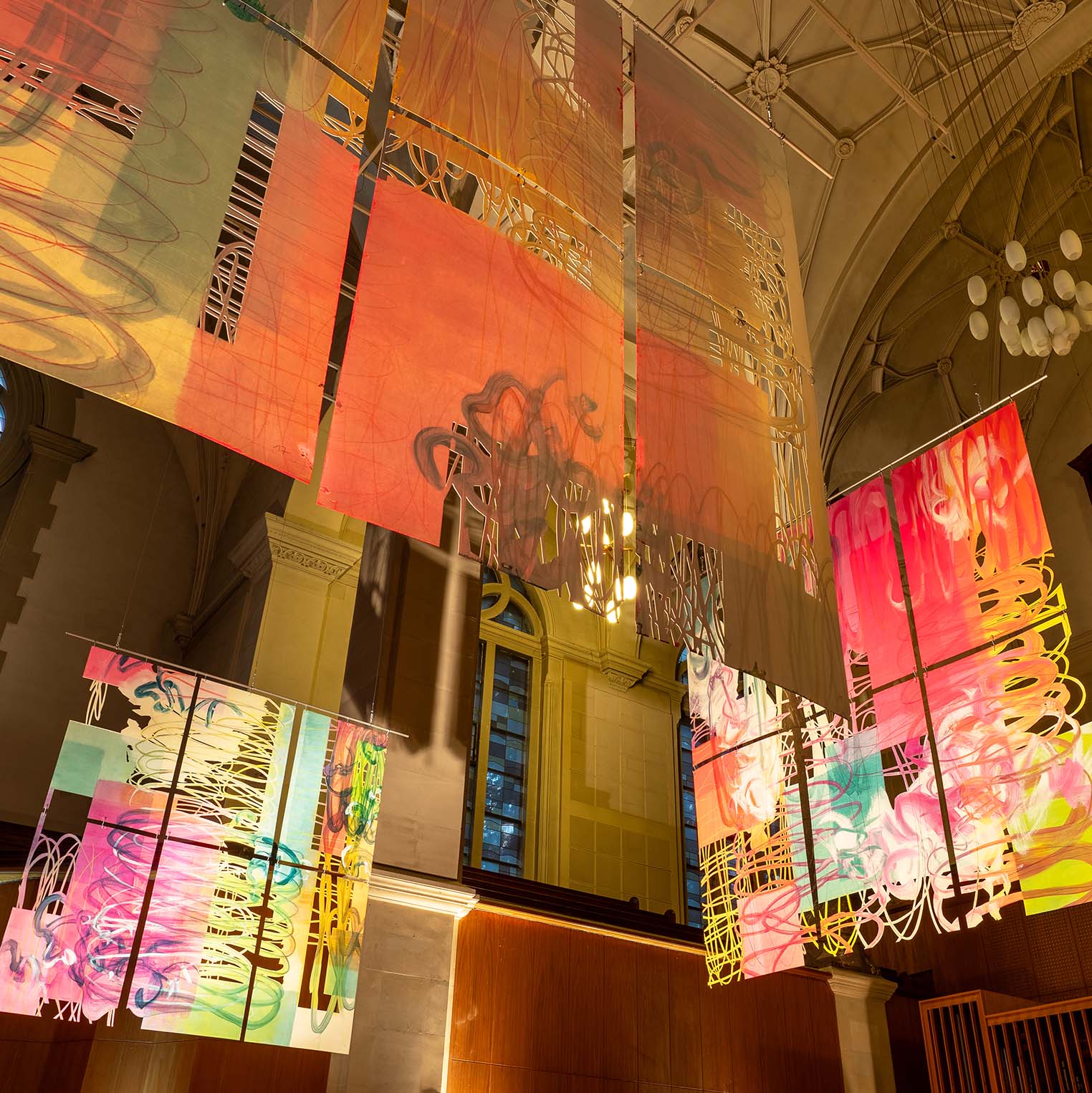 Five Sets of Magenta and Space, 2025, Installation Lukaskirche, Dresden 2025